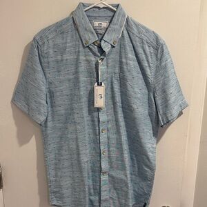 Southern Tide Sky Blue Textured Short Sleeve Shirt